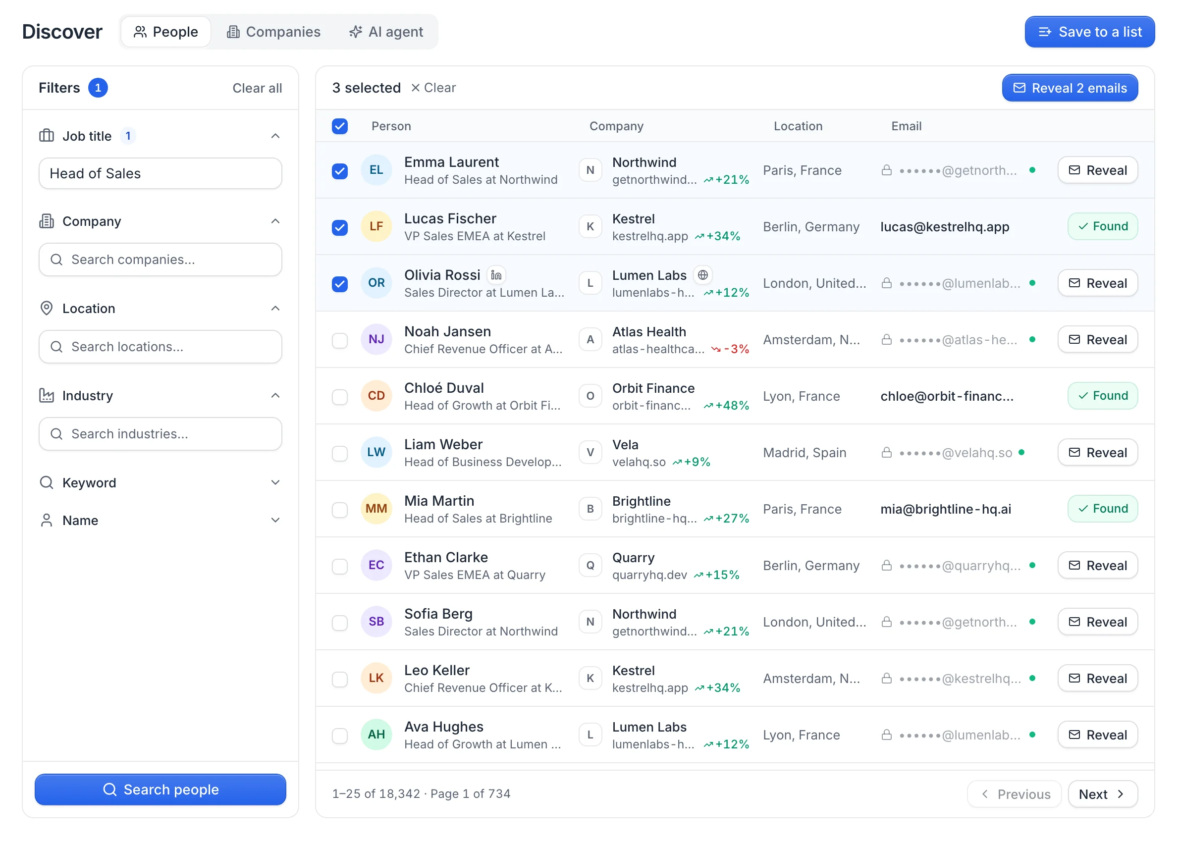 Lead finder: people search with filters and verified emails